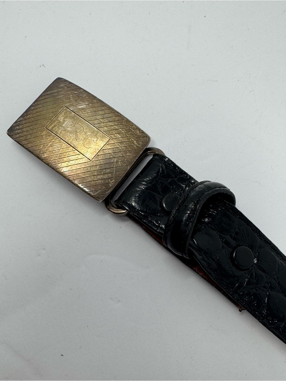 Torino American Alligator Mens 36 (34) Black Belt Paul Stuart Buckle Made in USA - Picture 5 of 10